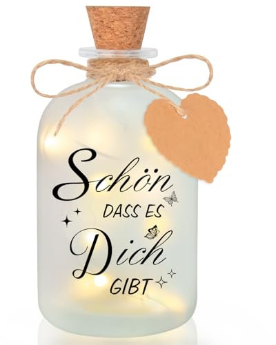 NEUFOOD LED Flaschenlicht mit Spruch Schön dass es Dich gibt,Dekoflaschen mit Korken geschenke für frauen,Freundin Lieblingsmensch Geburtstag Hochzeit Weihnachten