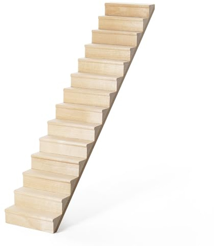 Odoria Puppenhaus Treppe Holz Miniatur: 1/12 Maßstab Gerade Treppenhaus Unlackiert für Wichtel Baustelle Elf Fee Garten - Mini Stufen Möbel DIY Handwerk