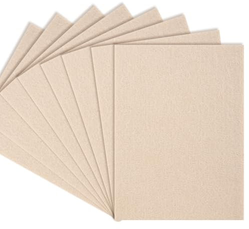 yumcute Filzgleiter Selbstklebend, 20×16cm | 8 Stück Filzplatten 5mm Dicke, Beige Klebefilz Filzmatten zum Zuschneiden, Filz Selbstklebend für Möbelbeinschieber und Handwerk