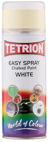 Tetrion Easy Spray Chalky Finish White Spray Paint 400 ml – Quick-Dry Multi-Surface Acrylic Paint for Interior & Exterior Use – Matte Effect in Elegant Colors for Home Décor & Crafts