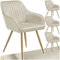 tectake® Esszimmerstuhl, gesteppter Samtstoff Stuhl, mit Armlehnen, als Essgruppe, Küchenstühle modern, gemütlicher Sessel Wohnzimmer, Dining Lounge, Schminktisch Stuhl- Creme/Gold, 4er Set