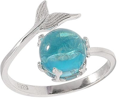 BESTYASH Exquisiter Meerjungfrau Ring Verstellbarer öFfnungsring Aus Silber FüR Damen - Glatte OberfläChe, Langlebig, Perfekt FüR Abschlussball, Party Oder Sommerpicknick