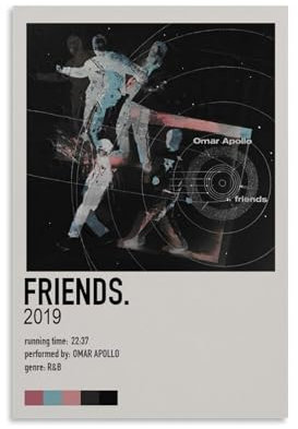 YRAEYWAER Omar Apollo-Freunde-Poster, ästhetische Dekoration, Wohnzimmer, modernes Wohnzimmer, Wandkunst, Poster, 30 x 45 cm, ungerahmter Stil