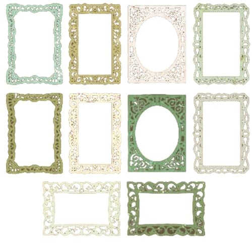 Scrapbooking Papier Rahmen Aufkleber - Dekorativer Scrapbooking Rahmen | Scrapbook Spitze Papier Rahmen Aufkleber | 10 Stück Scrapbook Ausschnitte | Rahmenaufkleber für Scrapbooking Planer Album