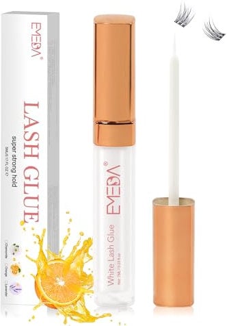 EMEDA Colle sans latex pour faux cils 7ml 0.23 OZ Colle pour faux cils Formule transparente et résistante à l'eau avec extrait de orangé Adhésif pour faux cils à forte tenue lash glue