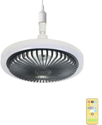 Arightmu 2-in-1 LED Ceiling Fan Light with Remote, Timing,& 3 Speeds & 3 Color Temperatures Dimmable LED, Quiet Bedroom Ceiling Fan Lamp for Small Spaces Bedroom Home Office Dormitory (Dark Grey)