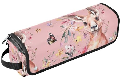 Niedliche Kängurus Hot Pink Haar Werkzeug Reisetasche für Frauen mit hitzebeständiger Matte Haar Werkzeuge Organizer Aufbewahrungstasche für Lockenstab Glätteisen Flach Haartrockner Reisezubehör