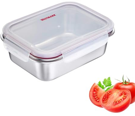 Westmark Fiambrera de Acero Inoxidable, Fiambrera a Prueba de Fugas, Apta para Microondas y Horno, Sin BPA, Caja Bento para la Escuela, el Trabajo y la Guardería, Plata, 600 ml