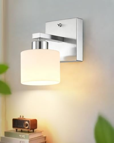 LumiZhen Nickel Wall Lamps 1xE14 Modern Wall Sconce with On/Off Toggle Switch Vanity Light Wall Sconce for Bedroom, Living Room and Hallway