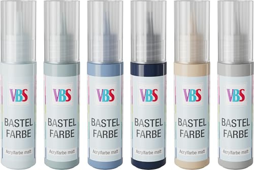 VBS Bastelfarben-Set Blue Nature 6x20ml wasserfest lichtecht lösungsmittelfrei Malfarben Farben Farbe