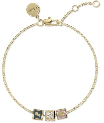 RADLEY 18ct Gold Plated Multi Colour Enamel Clear Stone Set 3 Cube Bracelet