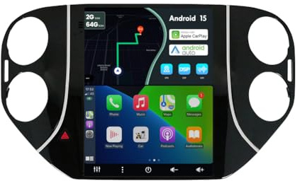 MSD [2G+64G] 9.7 Zoll Bildschirm Autoradio für VW Tiguan (2010-2015) | Wireless Carplay Android Auto | Android 15 GPS Navi Radio | Volant WiFi DSP DAB Bluetooth5.0 EQ | Rückfahrkamera | 2 Din