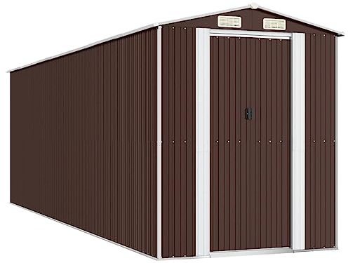 Genérico Cobertizo jardín Acero galvanizado marrón Oscuro 192x606x223 cm,Casa y jardín,Jardín,Artículos de Exterior,Estructuras de Exteriores,Cobertizos,3147465