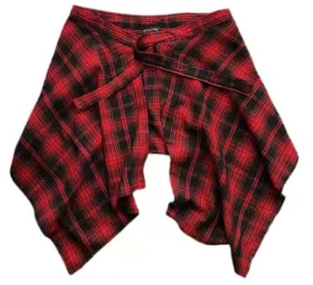 Qiantull Extensión de camisa a cuadros para mujer, falda envolvente, blusa, falda de camisa, enagua con cintas, falda de enaguas, extensión de blusa, patrón de cuadros, alargador de camisa, faldas