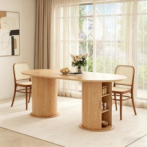 Wumagin Esstisch Oval 180x90cm mit Stauraum, Ausziehbarer Küchentisch für 6-8 Personen, Moderner Holztisch für Esszimmer & Konferenzraum – Dining Table mit Ablagefläche