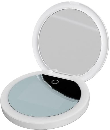 Tangxi Cámara UV para Prueba de Protección Solar Cámara de Protección Solar con Espejo UV, Espejo Compacto de 3,5 Pulgadas, Aumento 2X con Luz LED, Portátil para Viajes, Maquillaje,