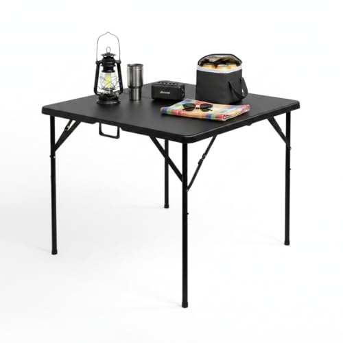Bonnlo Klapptisch Quadratisch, Tragbarer Gartentisch Wetterfest, Balkontisch Klappbar als Esstisch, Grilltisch, Campingtisch & Beistelltisch Outdoor, Tragkraft bis zu 150 kg, 86 x 86 x 74 cm, Schwarz