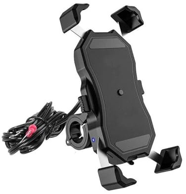 IPEVMLZ Motorcycle Phone Holder Qi 15W Wireless Charger USB C 20W Fast Charging One-Push Waterproof Moto Motorbike Handlebar Mount(M11A Wireless QC3.0)