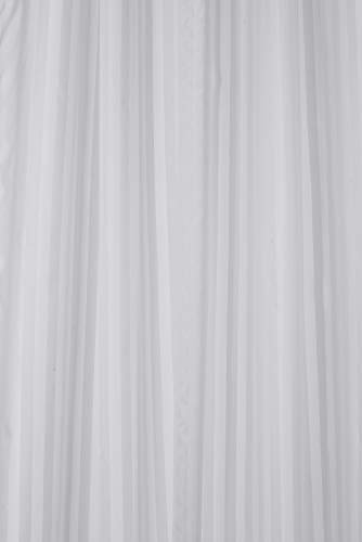 Croydex AF289122 Regency Stripe Water-Resistant Machine Washable Cling-Resistant Hookless Textile Shower Curtain,White,1800 x 1800mm (WxL)