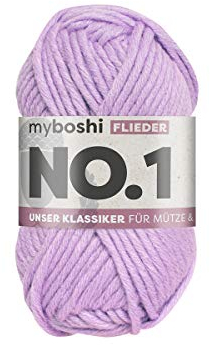 myboshi No.1 Wolle zum Häkeln und Stricken, Schnellstrickgarn, langlebige Mützenwolle, Strickwolle, Häkelwolle, mulesing-frei, 50g, Ll 55m Lila (Flieder) 1 Knäuel