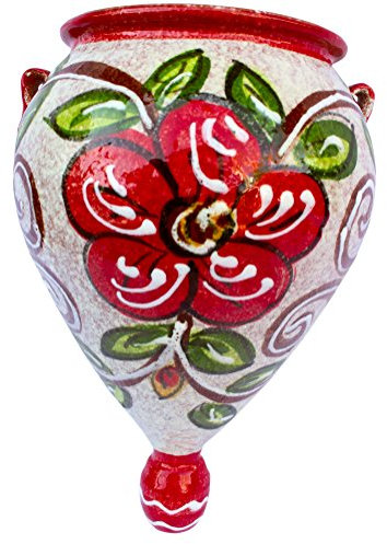 Cactus Canyon Ceramics Wall Flower Pot - Spanish Orza (Spanish Rose) - Hand Painted in Spain