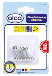 alca® Glas-Sicherungen Set; 7St. Blister Feinsicherung gemischt 2x2 A 1x5A 1x10 A 2x15A 1x25A Nennspannung 32 Volt Auto Flink Sortiment Schnellschlag