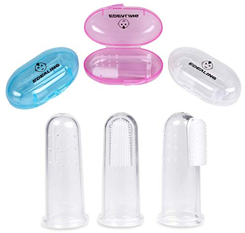 edealing Soft Safe Baby Toothbrush Kids Silicone Finger Toothbrush Gum Brush Clear Massage Pack Of 3