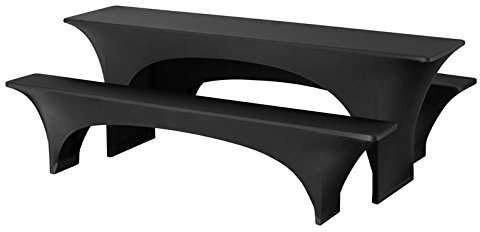 Expand Husse für Bierzeltgarnitur, Festzeltgarnitur Schwarz - Bierbankhusse und Biertischhusse - 3er Set - 50cm - Stretch