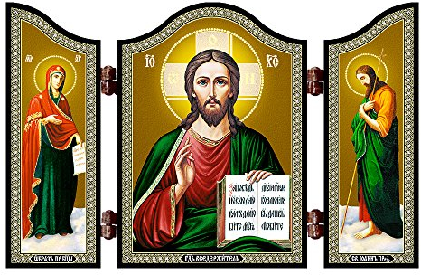 NKlaus 1456 Jesus Christus Ikone Triptychon Gospod' Vsederzhitel' Spasitel' Altar