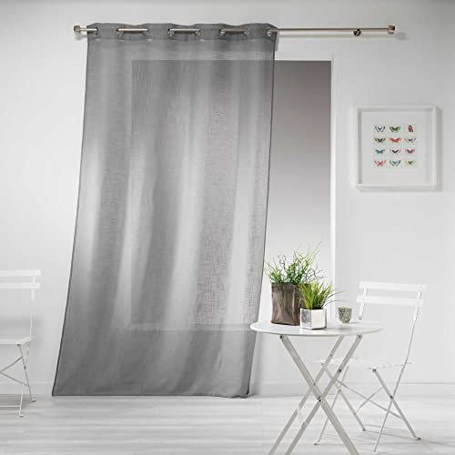 Douceur d'Intérieur Haltona Panneau A Oeillets Effet Lin Tisse Haltona Polyester, Gris, 240x140 cm