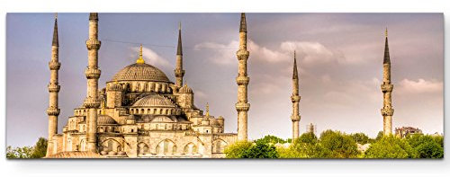 Paul Sinus Art Leinwandbilder | Bilder Leinwand 120x40cm Blaue Moschee – Istanbul