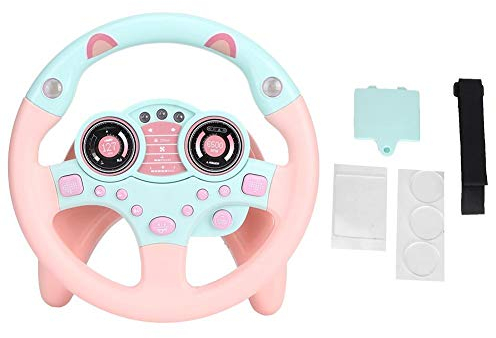 Zerodis Kinder Lenkrad Spielzeug Beifahrer Auto Spielzeug mit Musik und Licht Child Drive Lernspielzeug pädagogisches für Kleinkinder Fahrer Learner(Rosa)