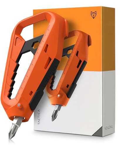 Tactica Multitool M100 - TSA compliant, Tech Friendly, Strong and Light with 2 x 1/4 inch Driver Heads included. Perfect for everyday carry, mountain biking, outdoors or about the house (Orange)