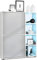 Vladon Highboard Schrank Anrichte Cuba mit 8 Fächern, Made in Germany, Korpus in Weiß matt/Fronten in Hellgrau seidenmatt, mit RGB LED Beleuchtung
