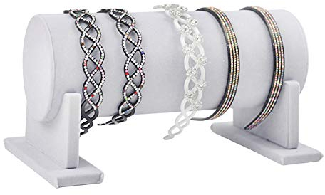 LAMF Schmuckständer, Grau, Samt, T-Stange, Organizer, Abnehmbarer Haarreif, Haarband, Haarverschluss, Halter, Präsentationsständer für Ketten, Armbänder, Halsketten