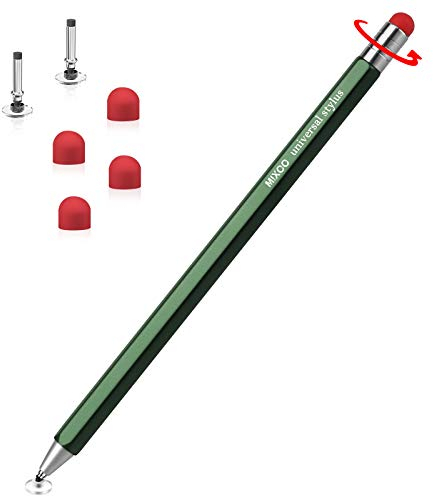 Mixoo Tablet Stift für Alle Tablets, 2 in 1 Drehbarer Touchscreen Stift, Stylus Pen mit Ersatz-Disc und Faserspitze, Touch Pen für iPad iPhone Android Huawei Samsung Microsoft Tablet