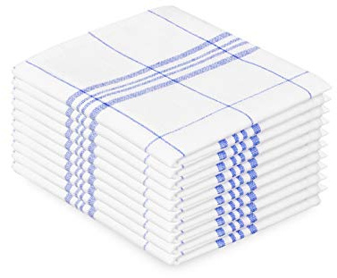 Küchen Geschirrtücher aus 100 % Baumwolle | 10er Set | klassisches Design mit Streifen | pflegeleicht, waschbar bei 60 Grad | Trocknergeeignet | Putz-Lappen zum Trocknen & Polieren | 50 x 70 cm