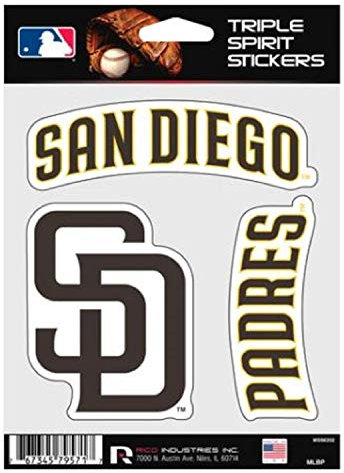 Rico San Diego Padres 3-facher Aufkleber, flach, Vinyl, für Zuhause, Baseball