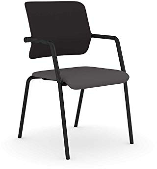 Viasit Drumback Vierbeiniger Besucherstuhl mit schwarzem Gestell - bequem und nachhaltig (Grau-schwarz)