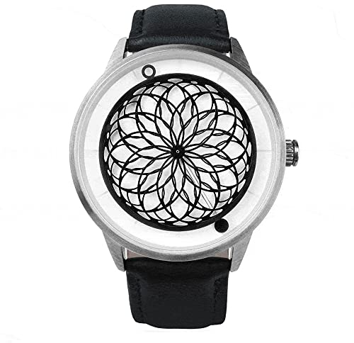 Humism Kato Kinetic Automatisch Stahl Saphir Weiß Schwarz Leder Unisex, Armband