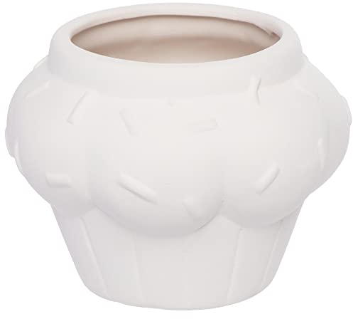 Baker Ross Cupcake Ceramic Flowerpots - Box of 3, Cute Planters for Kids to Paint and Decorate (FC364)