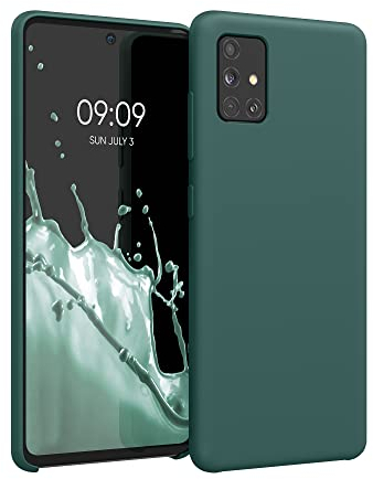 kwmobile Hülle kompatibel mit Samsung Galaxy A51 Hülle - Silikon Handy Case - Handyhülle weiche Oberfläche - kabelloses Laden - Blaugrün