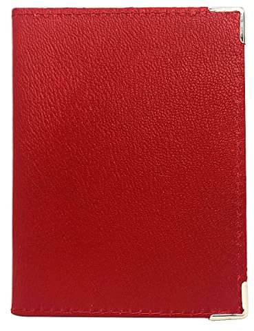 Charmoni - Porte Papier Voiture - permis de Conduire Carte d'identité - Carte crédit - Etui Passe Navigo - Compact et Pratique - en Cuir Véritable (Rouge)