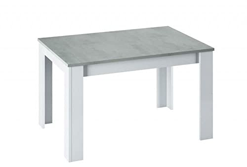 Mobelcenter – Mesa de Comedor Extensible Kendra – Mesa de Salón o Cocina Acabado en Color Cemento y Blanco Artik – Medidas: Ancho: 140-190 cm x Fondo: 90 cm x Alto: 78 cm - (1091)
