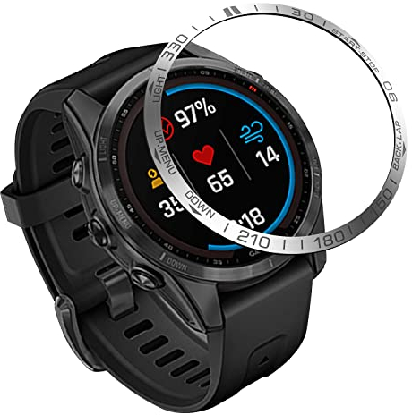 Tyogeephy Kompatibel mit Fenix 7s Uhr Lünette, Rostfreier Stahl Polished Adhesive Cover Anti-Scratch Schutzhülle Ring für Garmin Fenix 7s Sapphire