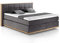 Mivano Levana Boxspringbett mit Sockel aus Eiche, 7-Zonen-Federkern, Matratzen H3 + Topper Basic, Mikrofaser, Anthrazit, Liegefläche 200 x 200 cm