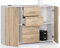 Kommode mit 4 Schubladen und Zwei Türen, Sideboard, Multifunktionsschrank, Wohnzimmer, Esszimmer 110x80x35cm VIELE Farbe! (Weiß/Eiche Sonoma), One size