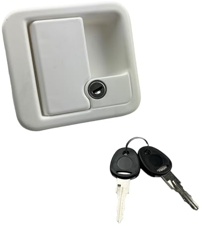 Cerradura para puerta exterior, caravana, sistema FF FAP con cilindro, 2 llaves, color blanco