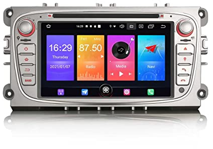 Erisin 7 Android 11.0 Autoradio Bluetooth GPS Navi für Ford Mondeo Focus C/S-Max Galaxy CD Player Unterstützt DAB+ Kabelloses CarPlay DSP WiFi Split-Screen OBD2 Android Auto DVB-T2 TPMS USB 4G RDS