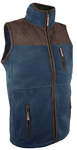 Hazy Blue Mens Denton Full Zip Bodywarmer Faux Suede Shoulder design, Waistcoat, Gilet Vest Country Clothing